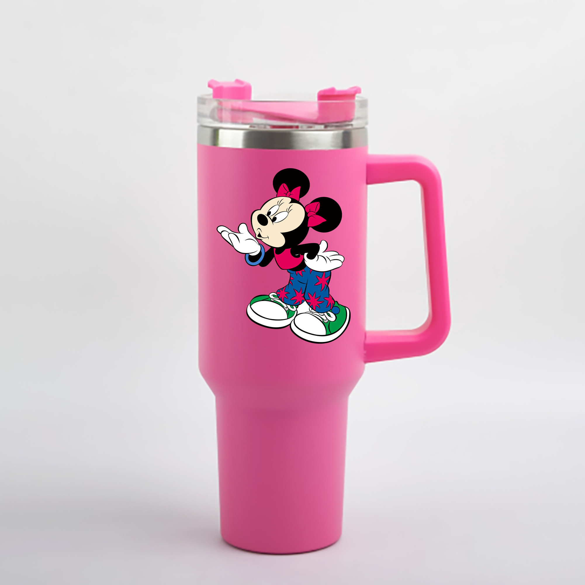 （画像用） ミッキーマウス Mickey Mouse 1200mL車用タンブラー - クリスタルステッカー（プラスチックストロー付き）